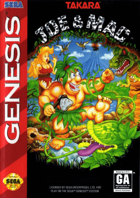 Joe and Mac box art for Sega Genesis